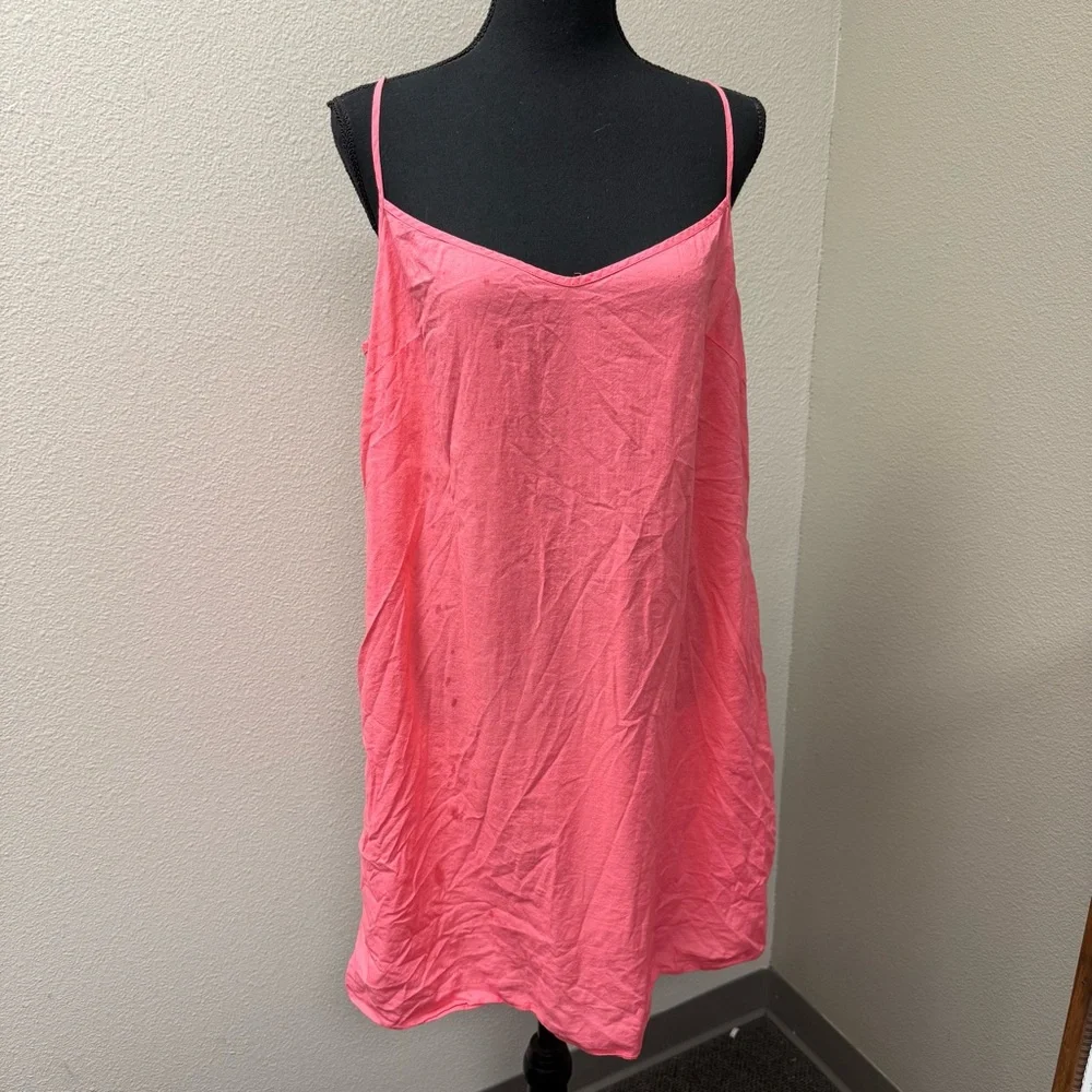 J.Crew Coral Cotton Slip Dress Spaghetti Strap Midi Casual Summer Size 16
